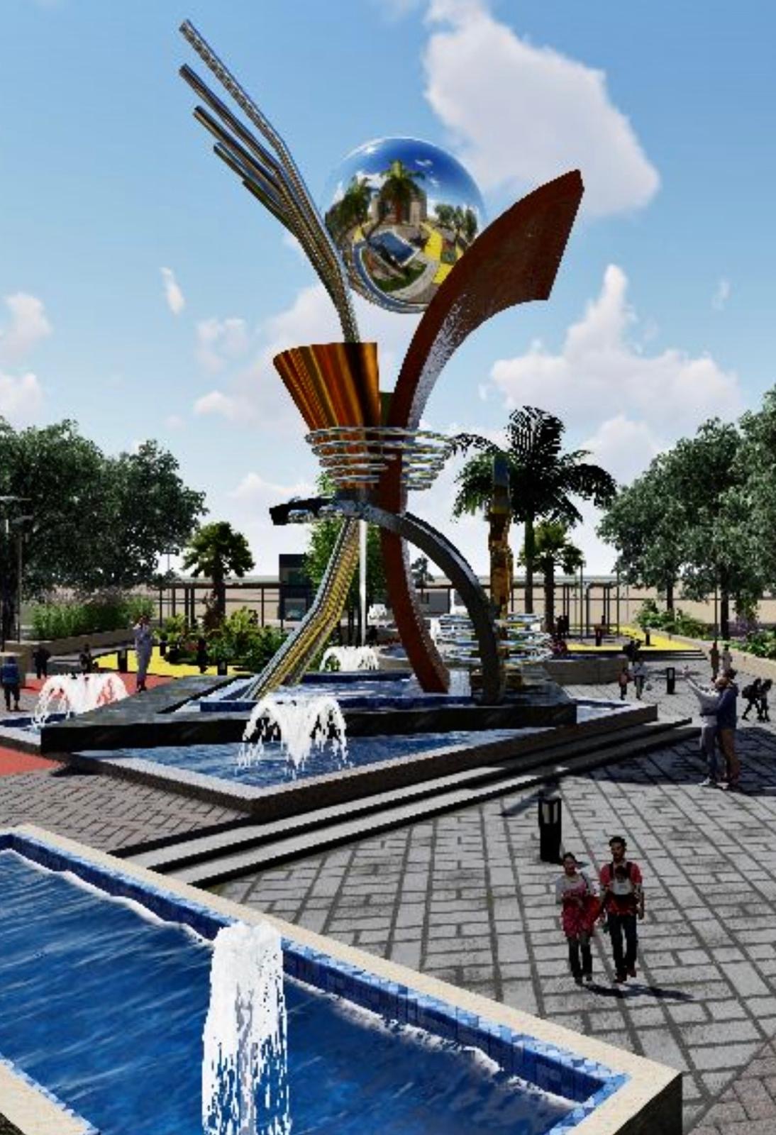 Render escultura monumental PM Cerrajería Industrial